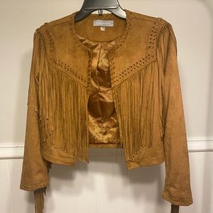 Bagatelle tan faux suede cropped jacket size XS